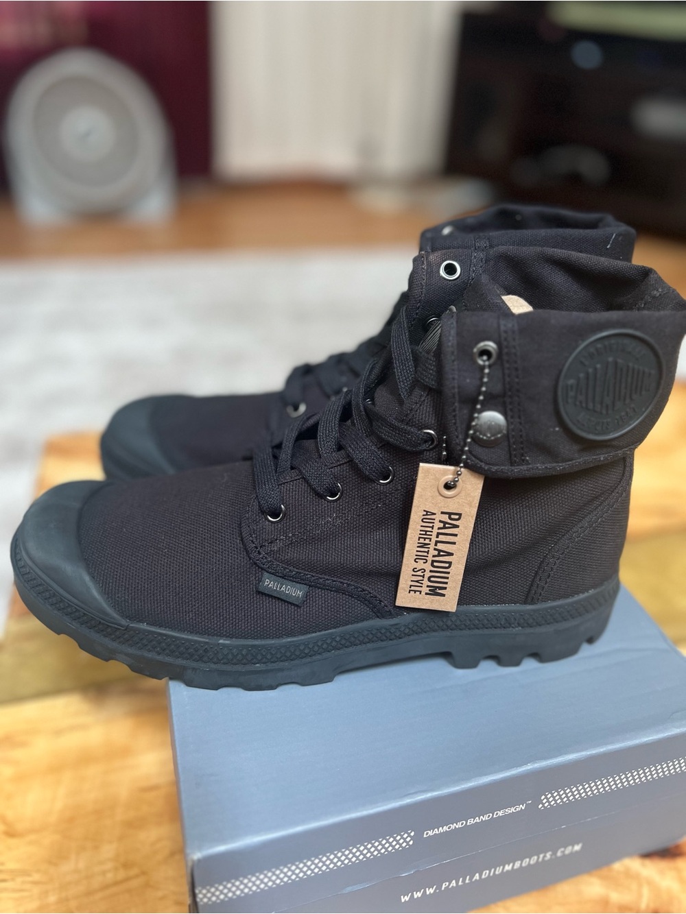 Palladium Black Canvas Fold-Down High-Top Boots